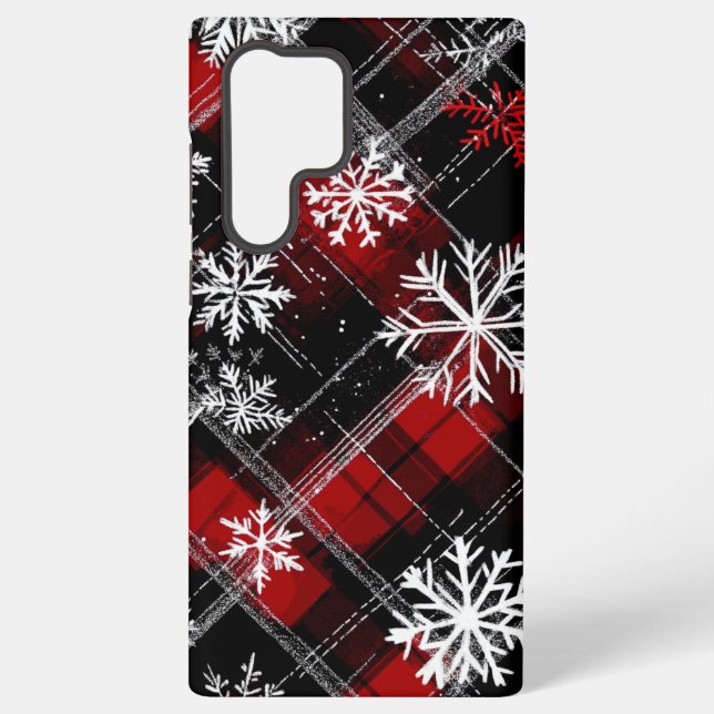 Snowy Plaid Samsung Galaxy Case (Back)