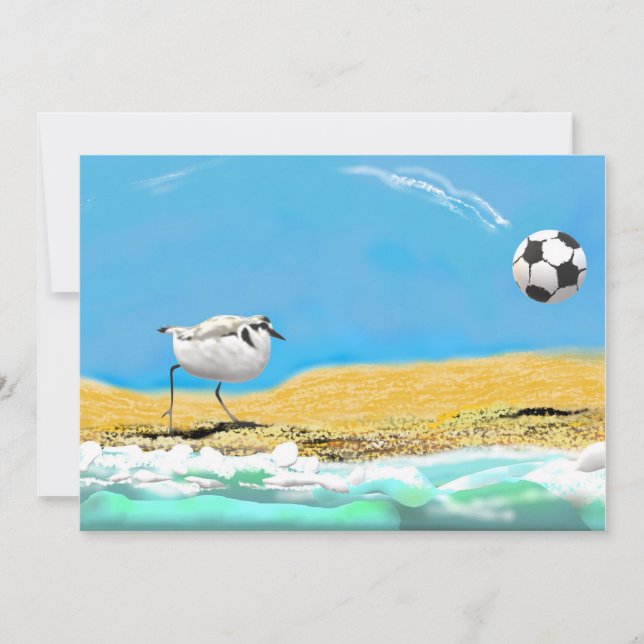Snowy Plover and Soccerball Thank You Card (Front)