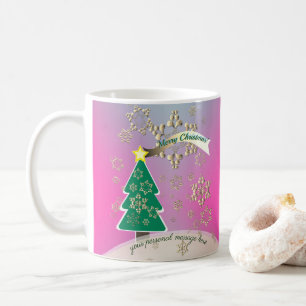 Snowy Purple Christmas Tree Scene Coffee Mug