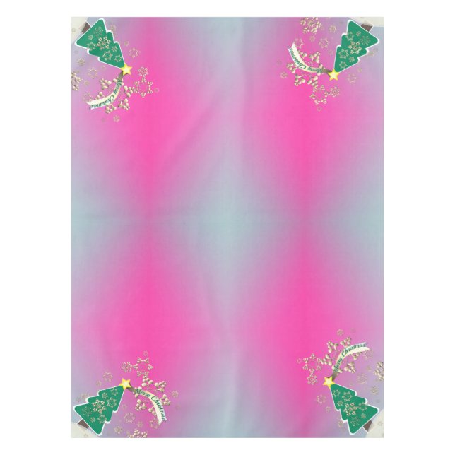 Snowy Purple Christmas Tree Scene    Tablecloth (Front)