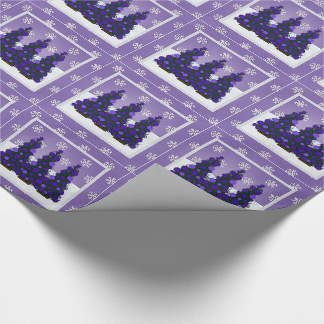 Snowy Purple Christmas Wrapping Paper (Corner)