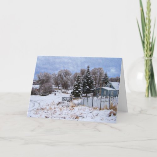 Snowy Ranch House Thank You Card