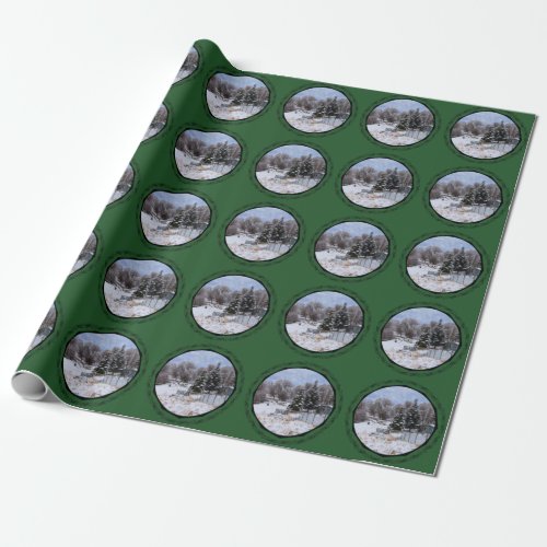 Snowy Ranch House Wrapping Paper