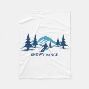 Snowy Range Wyoming Ski Resort Skiing Skier Fleece Blanket