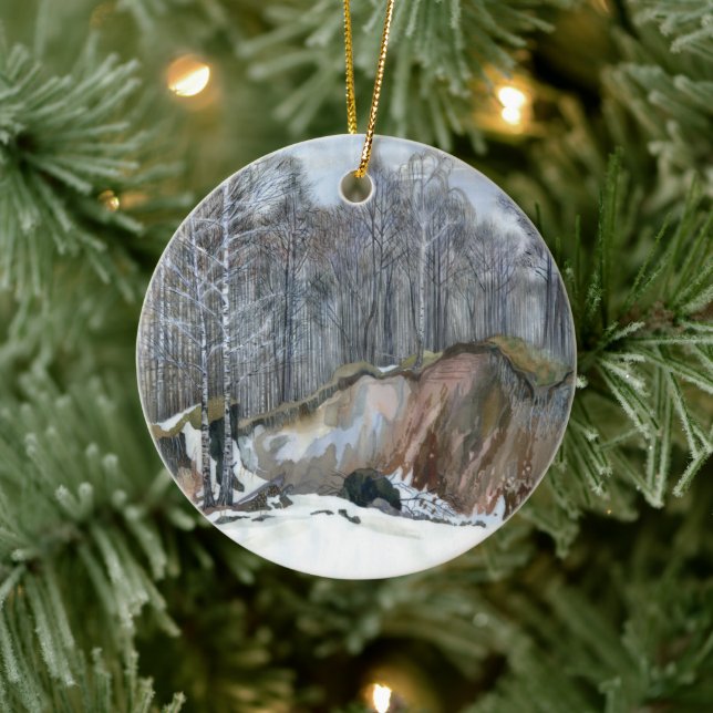Snowy ravine  painting  watercolor ceramic ornament (Tree)