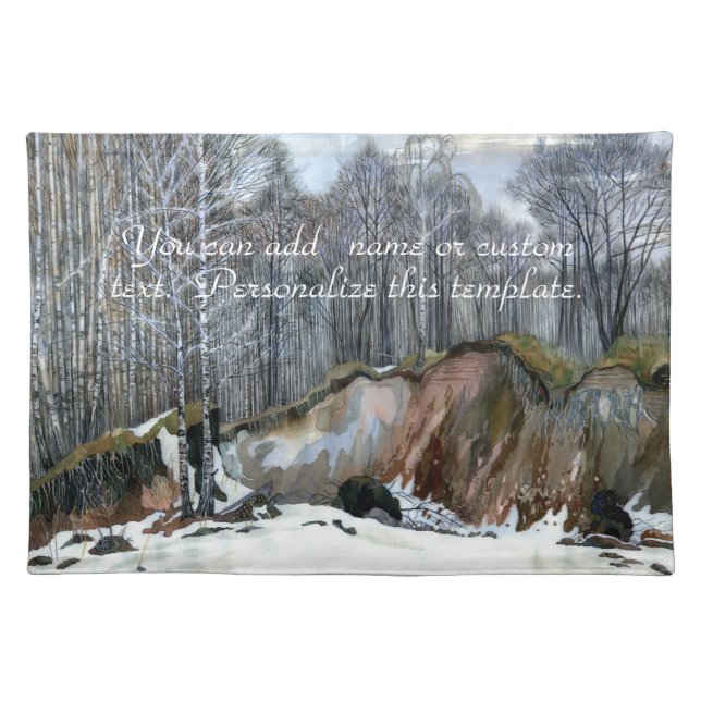 Snowy ravine painting  watercolor cloth placemat (Front)