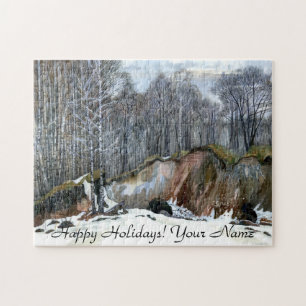 Snowy ravine  painting  watercolor jigsaw puzzle