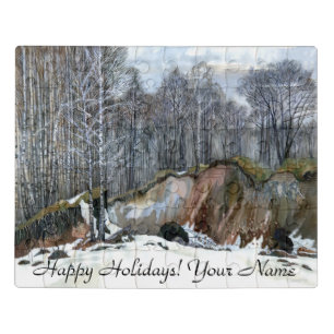 Snowy ravine  painting  watercolor jigsaw puzzle