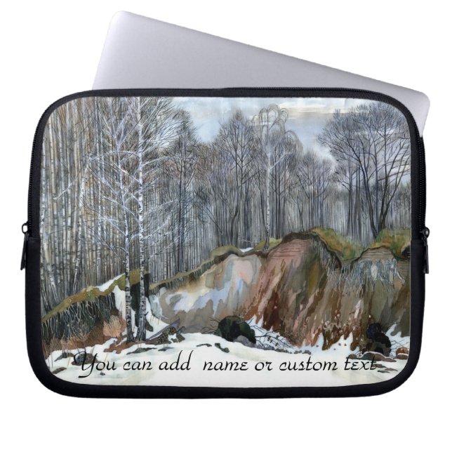 Snowy ravine painting  watercolor laptop sleeve (Front)