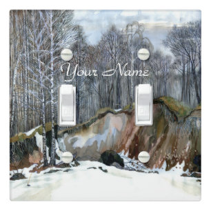 Snowy ravine  painting  watercolor light switch cover