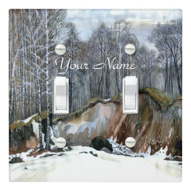 Snowy ravine  painting  watercolor light switch cover (In Situ)