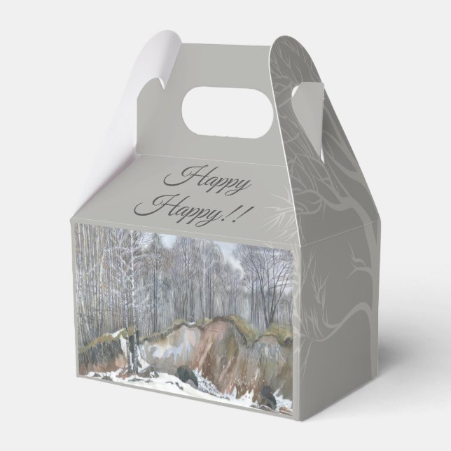Snowy ravine watercolor favor boxes (Back Side)