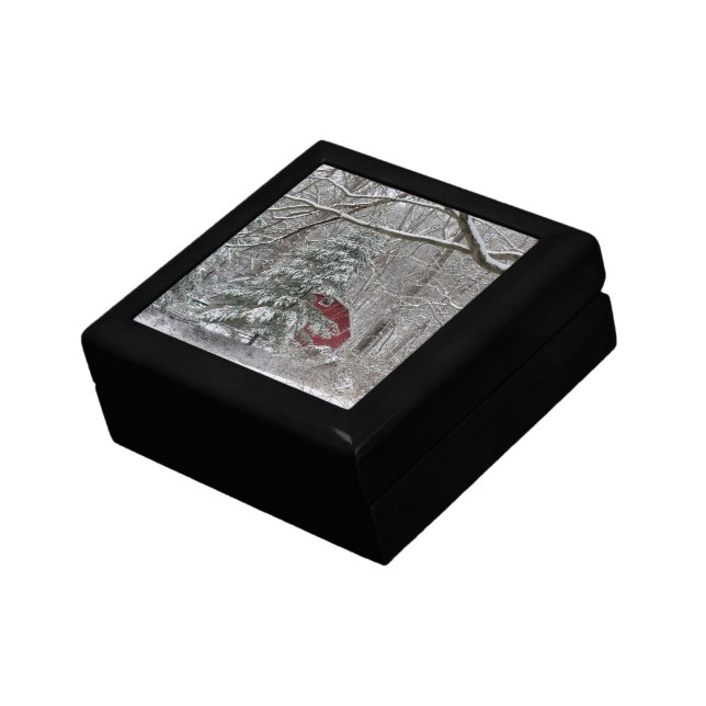 Snowy Red Barn Gift Box (Side)