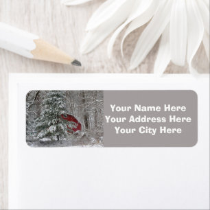 Snowy Red Barn Label