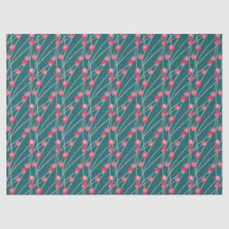 Snowy Red Berries on Dark Green Tissue Paper