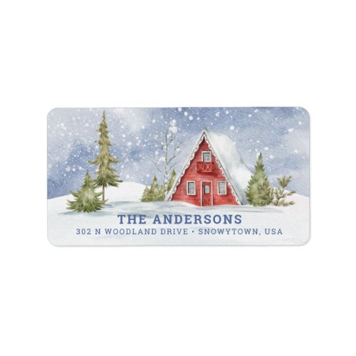 Snowy Red Cabin  Label
