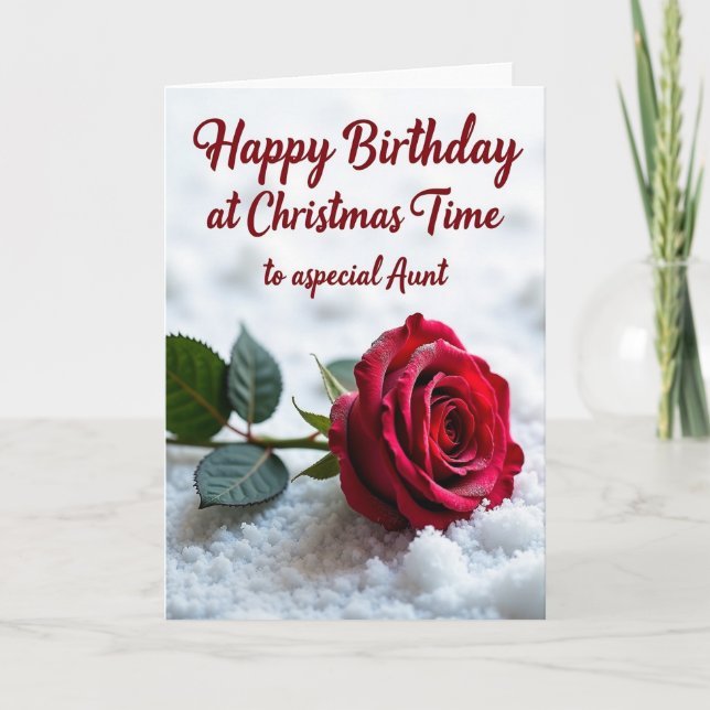Snowy Red Flower Card (Front)