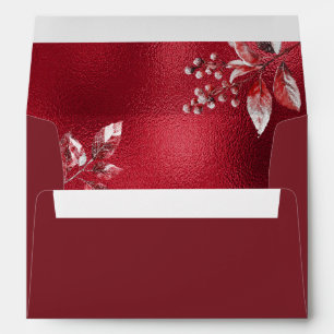 Snowy Red Leaves Christmas Holiday Envelope