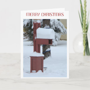 Snowy Red Mailbox, Christmas Holiday Card