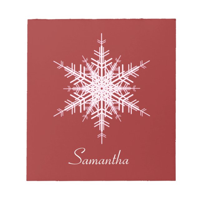 Snowy Red Snowflake Notepad (Front)
