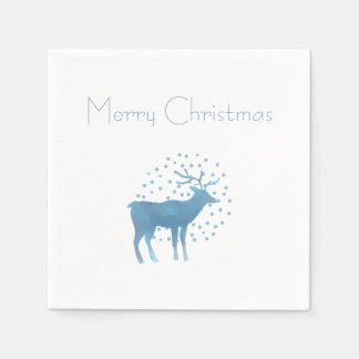 Snowy Reindeer Merry Christmas Napkins