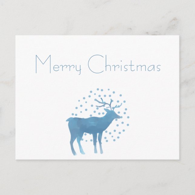 Snowy Reindeer Merry Christmas Postcard (Front)