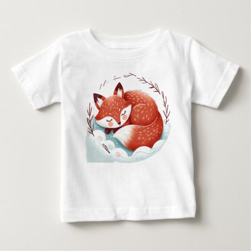 Snowy Retreat Cozy Red Fox Den T_Shirt Design