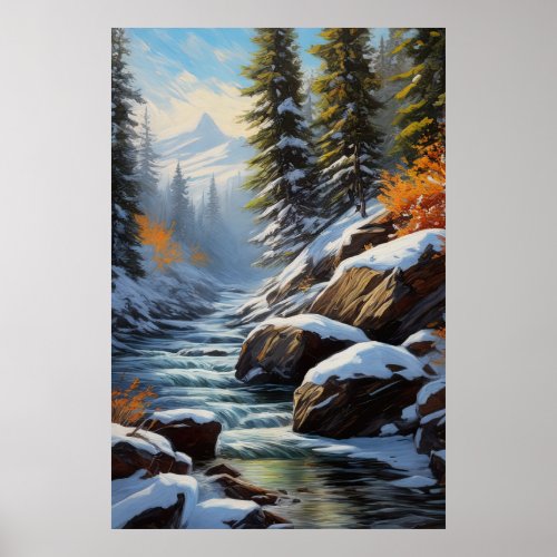 Snowy River Through Enchanted Forest Poster