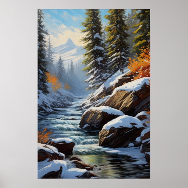 Snowy River Through Enchanted Forest Poster (Front)