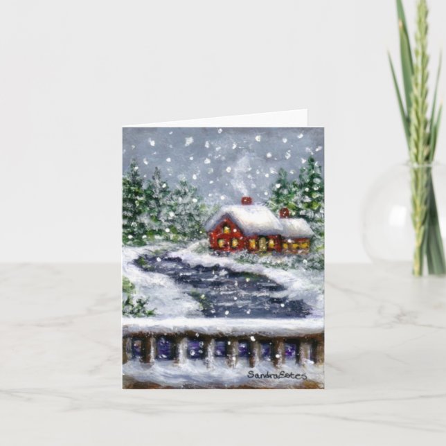 Snowy River Winter Landscape Art Note Card (Front)