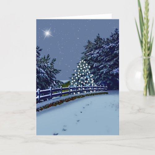 Snowy Road and Winter Trees Holiday Card