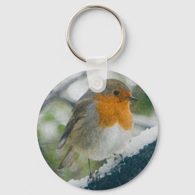 Snowy Robin Keychain (Front)