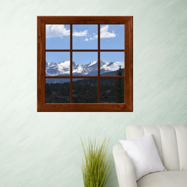 Snowy Rocky Mountains Colorado Fake Window View Wall Decal (Living Room)