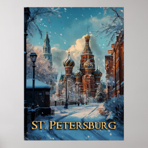 Snowy Russian Charm - St. Petersburg Winter Travel Poster