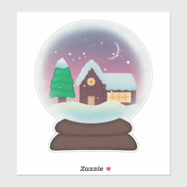 Snowy Rustic Cabin Snowglobe Sticker (Sheet)