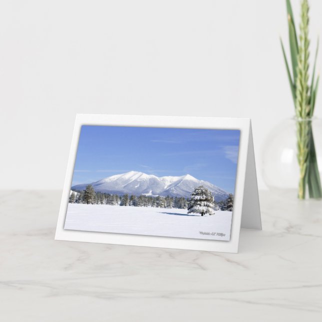 Snowy San Francisco Peaks Custom Inside Greeting Holiday Card (Front)