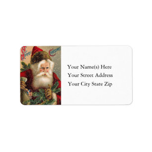 Snowy Santa Vintage Address Label
