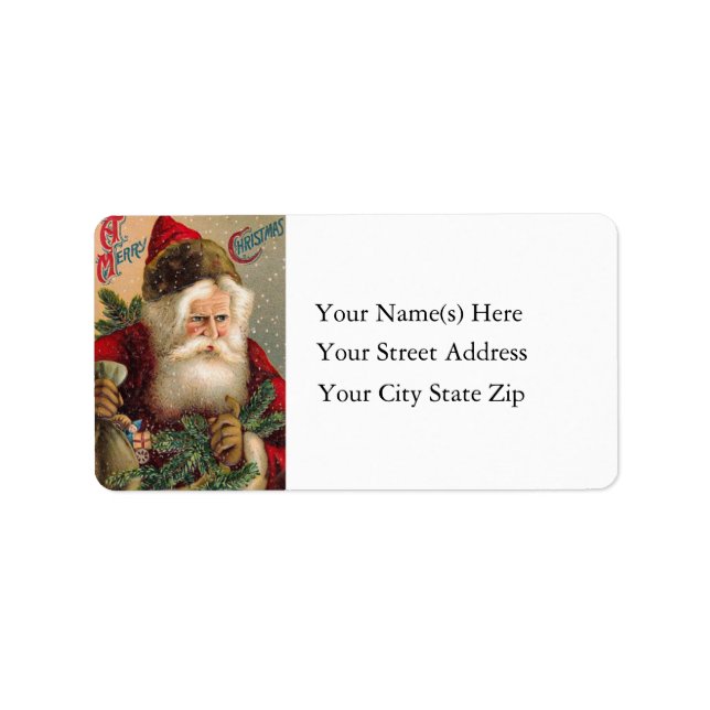 Snowy Santa Vintage Address Label (Front)