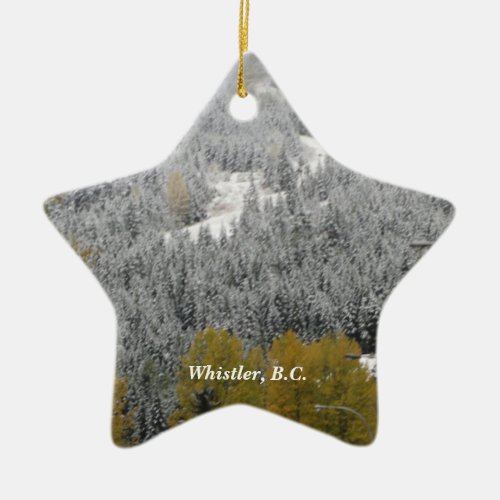 Snowy Scene in Whistler BC Ceramic Ornament