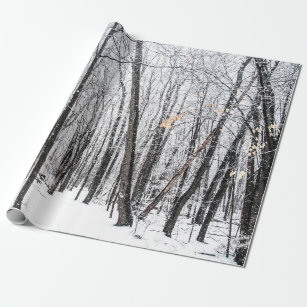 Snowy Scene in Woodland Michigan Wrapping Paper