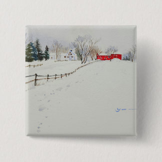 Snowy scenery watercolor button