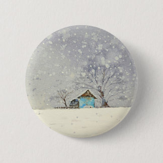 Snowy scenery watercolor button