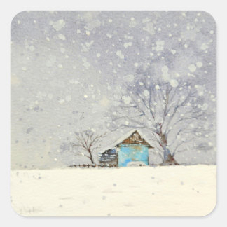 Snowy scenery watercolor sticker