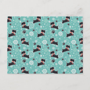 Snowy Scottie Dog Christmas Pattern Holiday Postcard