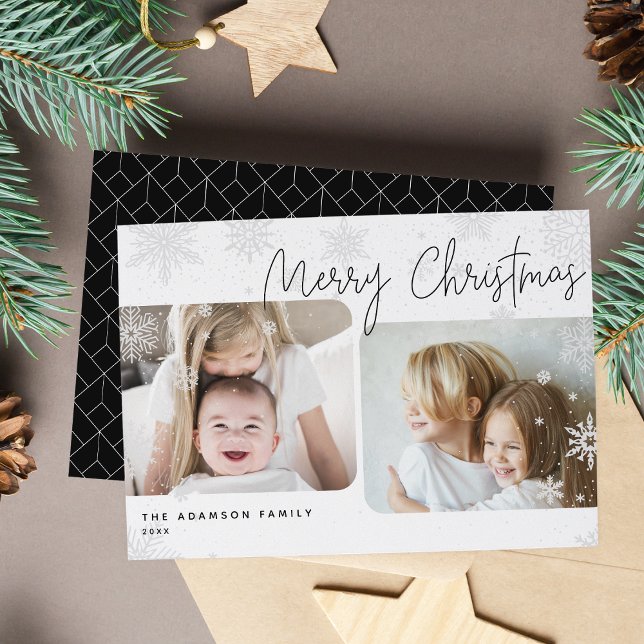 Snowy Script | 2 Photo Merry Christmas Holiday Card (Creator Uploaded)