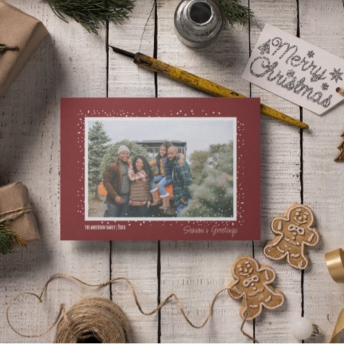 Snowy Seasons Greeting Family Photo Christmas Invitation