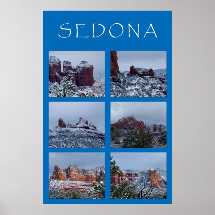 Snowy Sedona Collage Poster