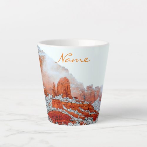 Snowy Sedona Red Rocks Thunder_Cove Latte Mug