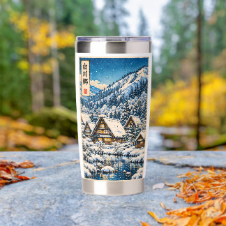 Snowy Shirakawa-go Village – Traditional Japanese  Insulated Tumbler
