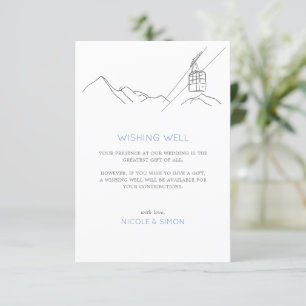 Snowy Ski Slopes Cable Car Wedding Wishing Well Enclosure Card